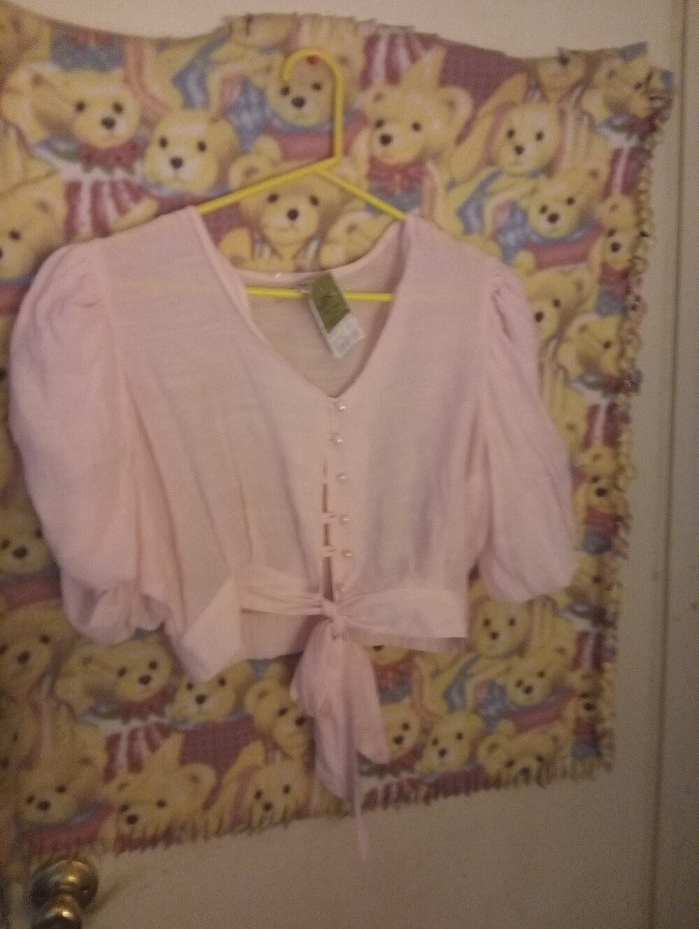 💐  Who's That Girl New With Tags Light Pink Tie-Front Women's Crop Top